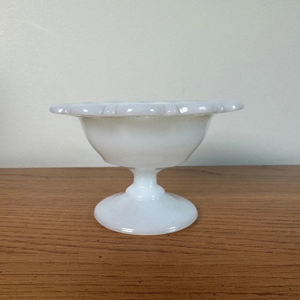 Vintage Westmoreland White Milk Glass Open Lace Edge Pedestal Candy Dish‎ Bowl